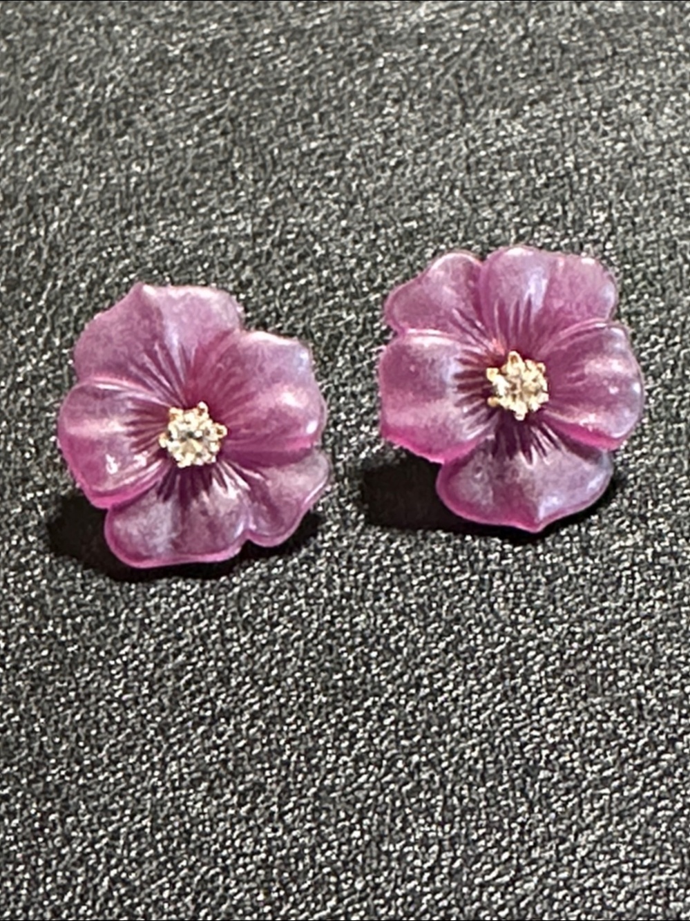 Avon Vintage Violet Pansy Jacket Over Rhinestone Stud Earrings